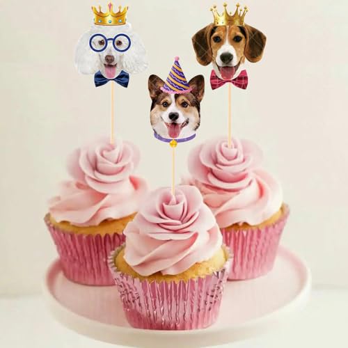 24 PCS Dog Cupcake Toppers - Puppy Cake Decorations