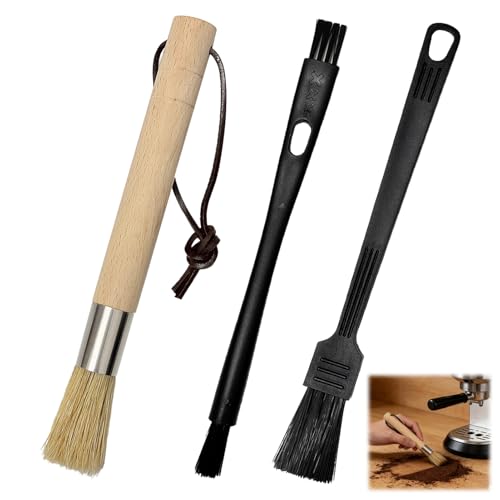 Coffee Grinder Cleaning Brush Set - 3 Pack with Natural Bristles