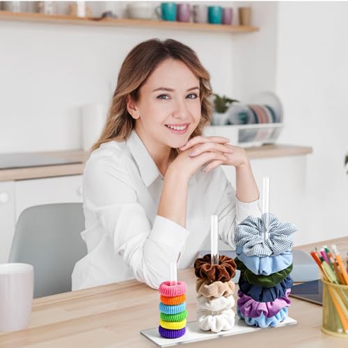 3-Tier Clear Acrylic Scrunchie Holder Stand & Hair Tie Organizer Tower