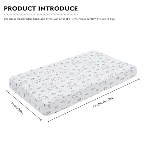 Streeyiu Bunny Fitted Crib Sheet - White, 52x28x8 in, Soft Polyester