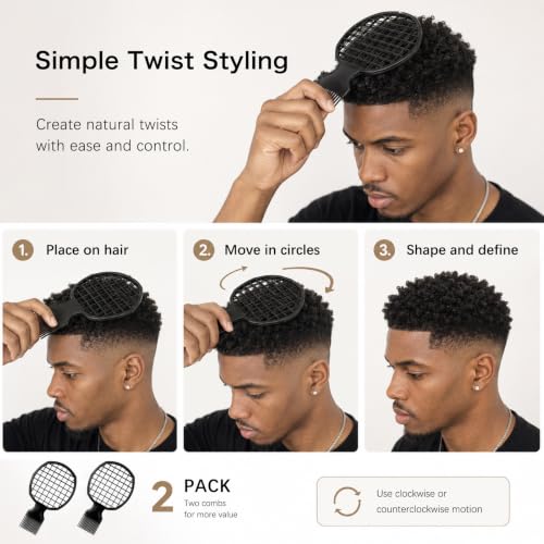 Fugraobo 2 Pcs Wide Tooth Hair Pick Comb for Curly Hair and Volume Lifting