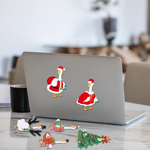 Christmas Goose Magnet Set - 15 Fun Fridge Decor Magnets with Outfits