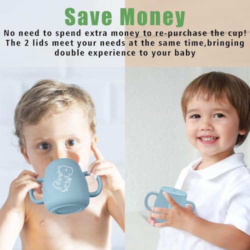 XccMe Dinosaur Silicone Sippy Cup & Snack Container - 9 oz, Blue