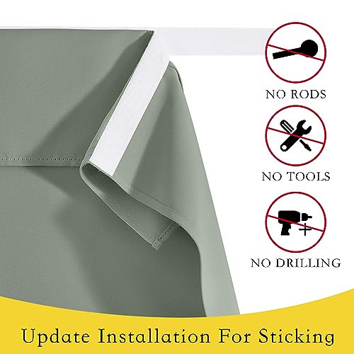 NICETOWN Greyish Green French Door Curtain, 26" x 40" No Drill Blackout Panel