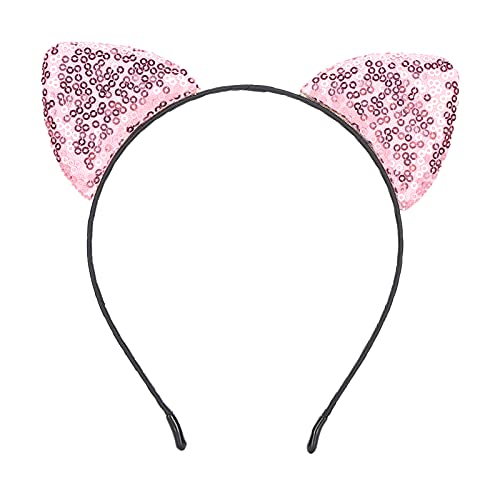 Milltrip Reversible Sequin Cat Ear Headband Pink Kitty Hair Hoop