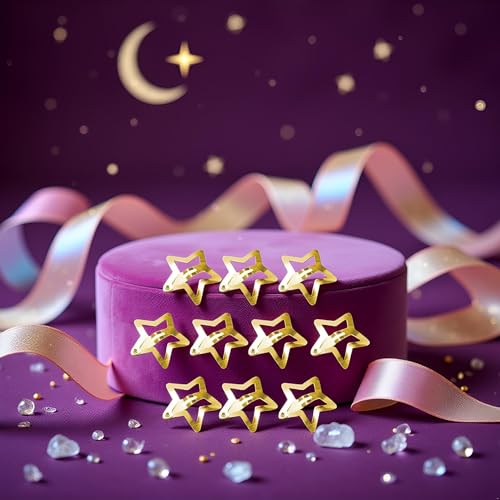 10 Pcs Gold Star Hair Clips Metal Snap Barrettes Hair Accessories