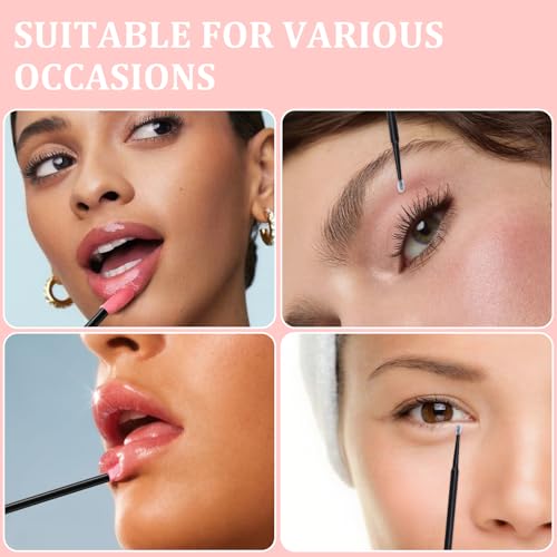 CUBACO 600PCS Disposable Eyelash Spoolies, Lip Brushes & Micro Swabs