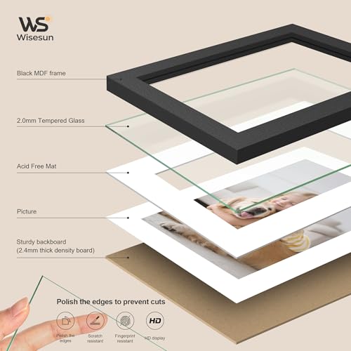 5x7 Black Picture Frame with Tempered Glass - Versatile Design