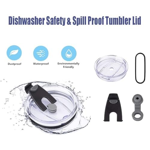 30oz Replacement Tumbler Lid£¬Spill Proof and Splash Resistant Lid for 30oz Stainless Steel Tumbler Travel Cup Yeti,Rambler, Ozark Trail and more Cooler Cup (Black)