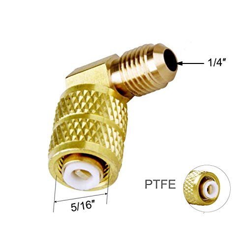 R410A Adapter - 5/16" Female Quick Couplers x 1/4" Male Flare, 90° (Pack of 2) for Mini Split & HVAC Systems