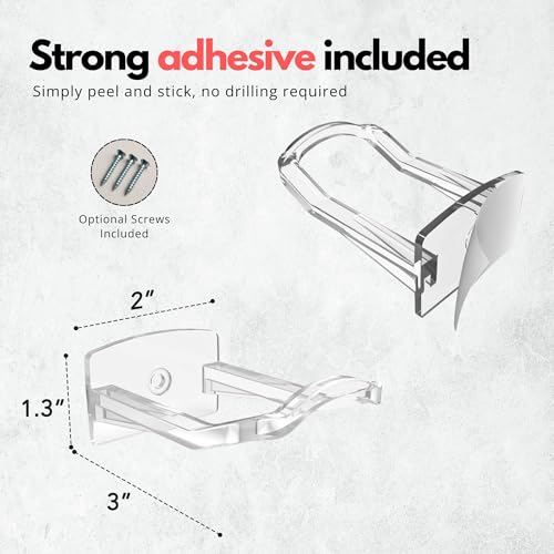 Modern JP Cowboy Hat Hooks for Wall - 6-Pack Adhesive Wall Mount Rack