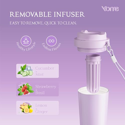 YOME 17oz Ceramic Lined Insulated Coffee Mug - Light Purple, Leak Proof