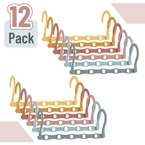 Space Saving Clothes Hangers Set of 12 with Rotating Hooks, Pastel Colors