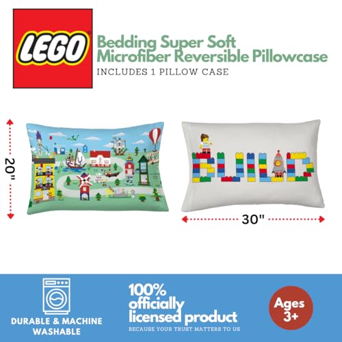 Franco LEGO Reversible Pillowcase, Super Soft Microfiber, 20 in x 30 in
