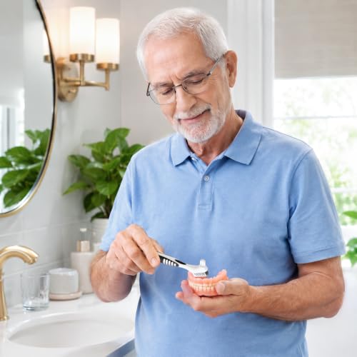 DEEKIVAN Double-Sided Denture Cleaning Brush 2-Pack for Retainers and Aligners