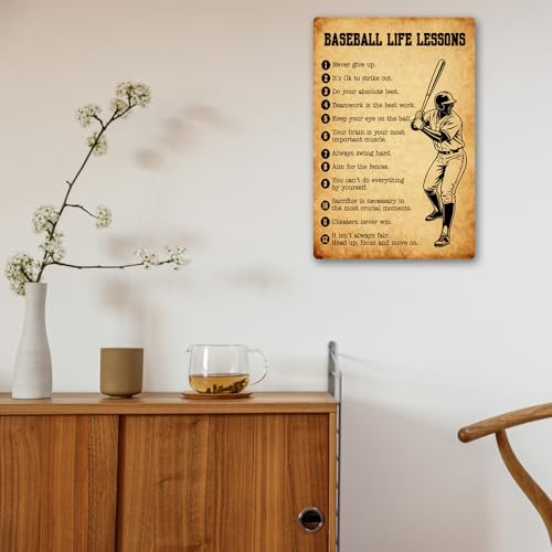 Vintage Baseball Metal Sign - Motivational Never Give Up 8x12 Inch - Vuiiwala