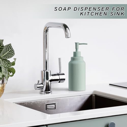 Green Ceramic Soap Dispenser - 14oz Soft Touch Lotion Pump