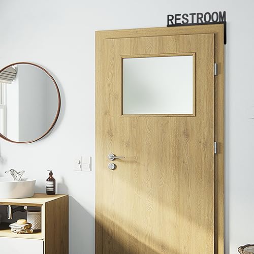 Urbraneco Metal Restroom Door Topper Sign - Black, Right Side