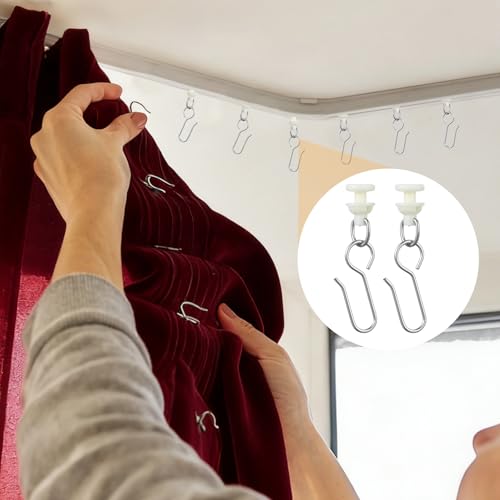 100PCS Curtain Track Gliders and Hooks for Ceiling Mount Systems