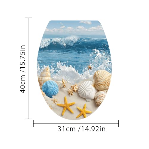 Beach Shells Toilet Cover Decal - Waterproof Self-Adhesive Vinyl Decoration