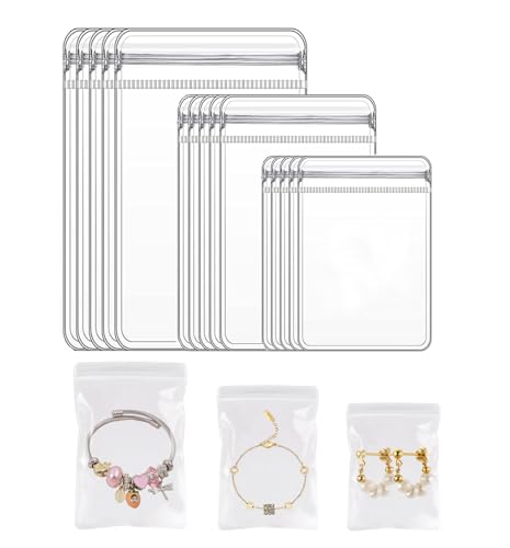Croshuki 30pcs Clear Jewelry Organizer Bags – 3 Sizes for Travel