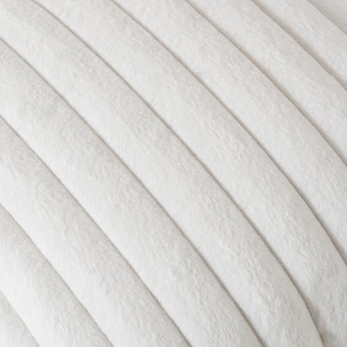 Cream White Faux Fur Lumbar Pillow Covers 12x20 Set of 2 - Soft Velvet Back Home Decor