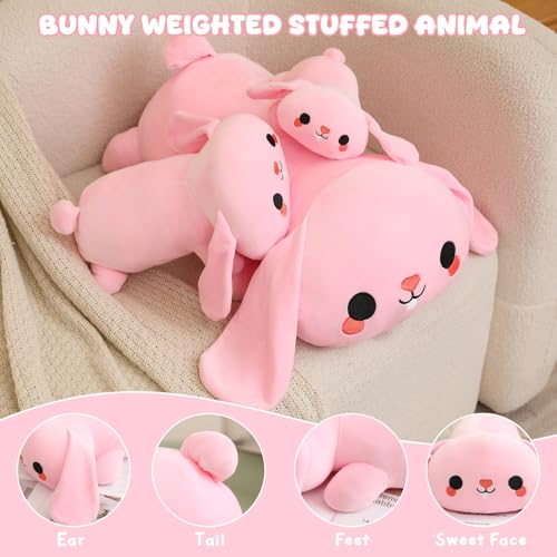 Weighted Bunny Stuffed Animal - Soft Plush Sensory Pillow for Kids & Adults