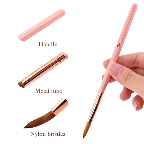 BlingKingdom Acrylic Nail Brush Set - Sizes 8, 10, 14 Nail Art Pens