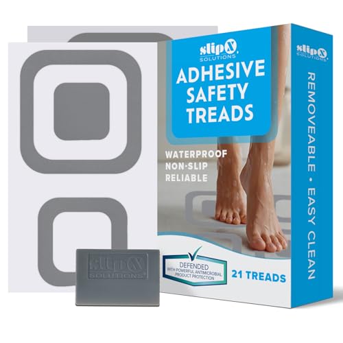 SlipX Solutions Square Non-Slip Bathtub Stickers, 21-Piece Set, Gray
