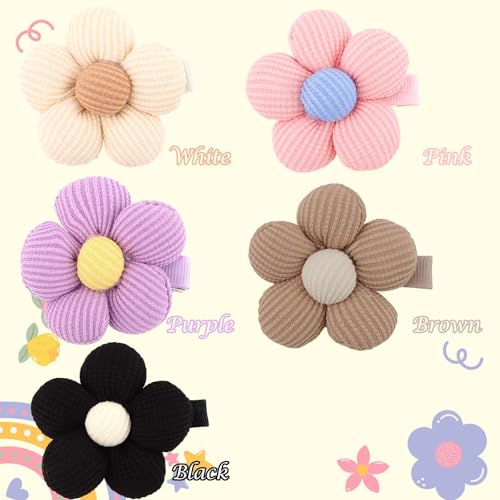 CAVETEE 10PCS Knitted Flower Hair Clips Colorful Floral Barrettes