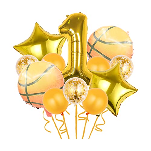 Basketball Themed Balloon Set - 12 Pcs for 1st Birthday Party