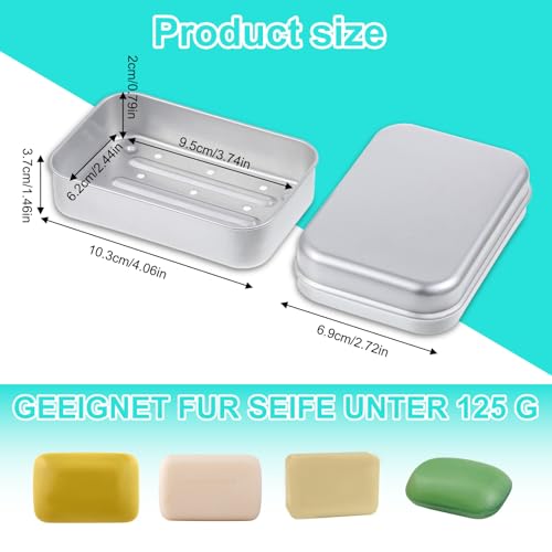 Tyqour Aluminum Travel Soap Container with Draining Tray & Lid