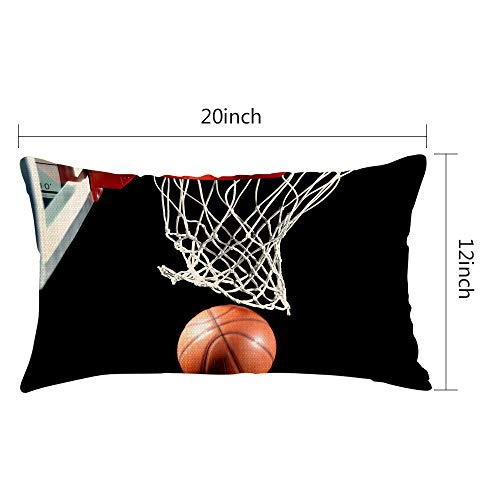 Basketball Hoop Throw Pillow Cover, 20x12 Inch Cotton Linen Cushion Case