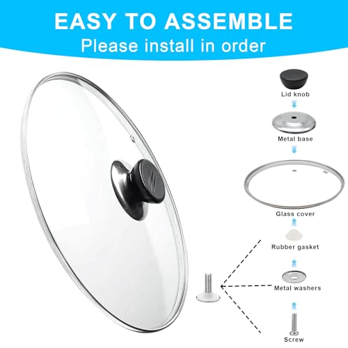 8 Inch Tempered Glass Lid for Frying Pan with Stainless Steel Rim