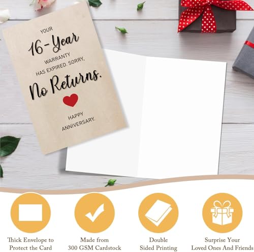 Funny 16th Wedding Anniversary Card for Husband & Wife