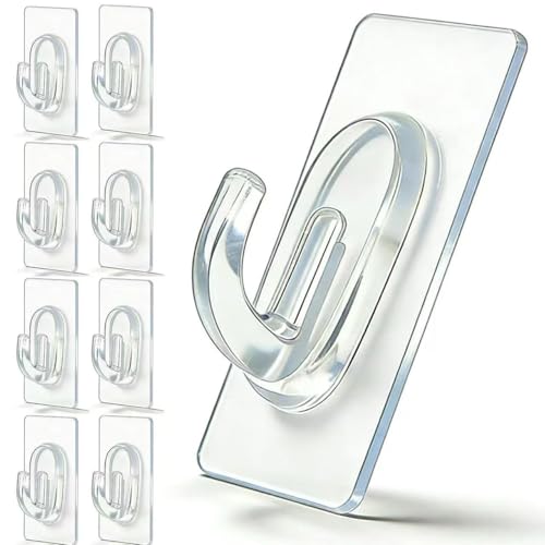 36 Pack Clear Adhesive Wall Hooks - Damage-Free Utility Hooks for Hanging Decorations & Lightweight Items
