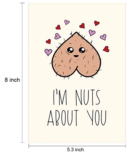 Funny Valentine's Day Card - I'm Nuts About You - 5.3" x 8"