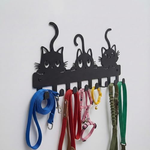 Cute Cat Key Holder with 8 Hooks - Stylish Wall-Mounted Rack