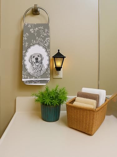 Sage Green Floral Golden Retriever Hand Towels - 16x24