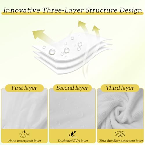 Lusofie Reusable Shower Cap for Women - Waterproof Double Layer Terry Lined Hair Cap