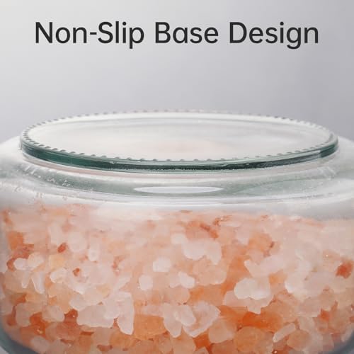 NiHome 280ml Glass Salt Cellar with Airtight Lid - Wide Mouth Spice Jar