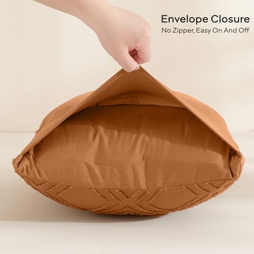 JELLYMONI 20" x 54" Rust Grid Tufted Body Pillowcase - Soft & Pet Hair Resistant