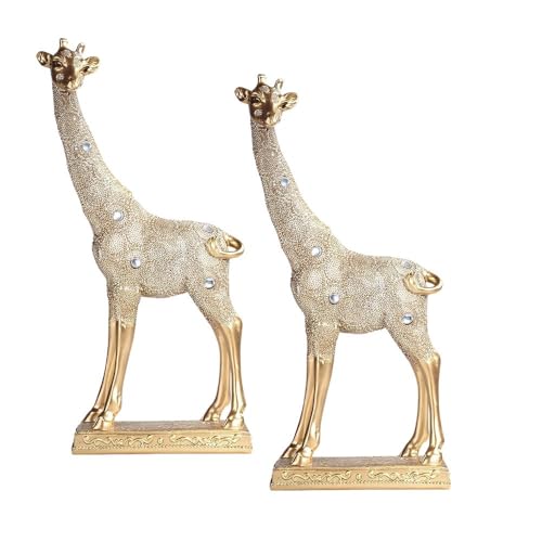 10-Inch Baby Giraffe Figurine Gift Set in Gold Finish - Home & Office Decor