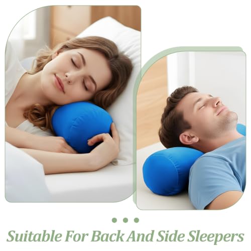 Blue Neck Roll Pillow Covers - 16 x 6 Inch, 2 PCS Set