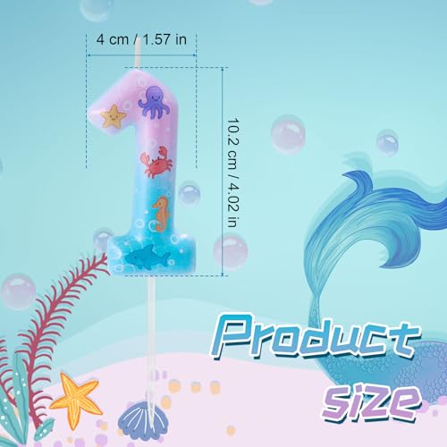 Lyreh Mermaid Number 1 Birthday Candle Ocean Theme Cake Topper