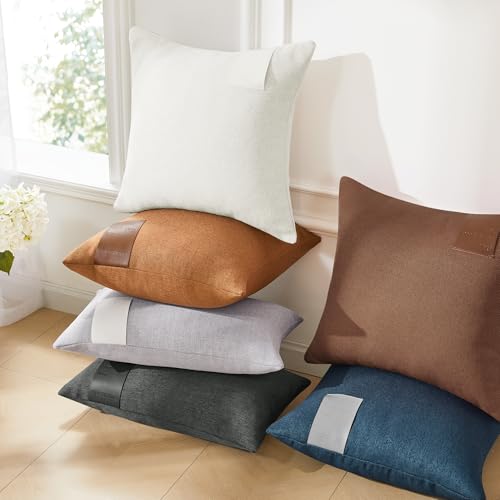 Grayish Purple Throw Pillow Covers 12x20 Inch Pack of 2 with Leather Label