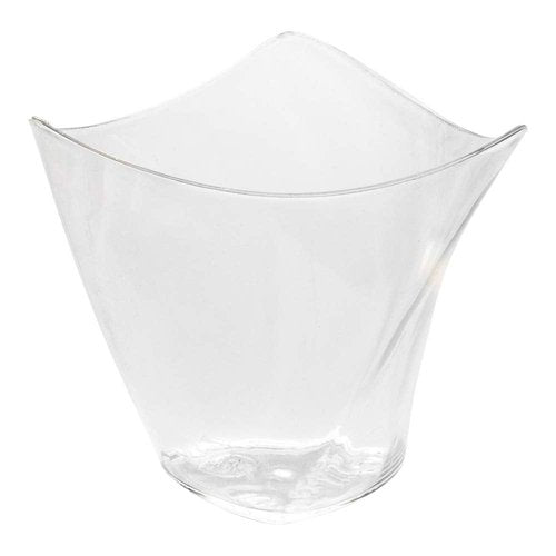 Restaurantware 4 Ounce Small Serving Cups 100 Triangular Dessert Shooters - Disposable Crescendo Design Clear Plastic Mini Dessert Cups Serve Appetizers Tastings And Snacks