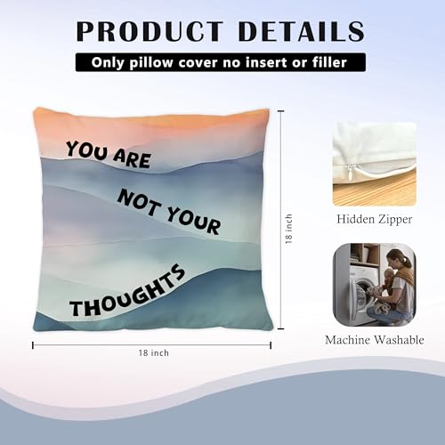 Mental Health Throw Pillow Cover Inspirational Mindfulness 18x18 Flannel