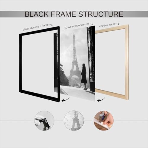 Trendy Black and White Eiffel Tower Canvas Poster – 8x12in