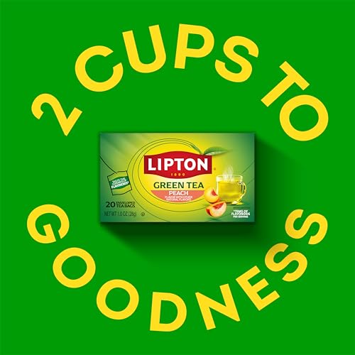 Lipton Peach Green Tea Bags - 20 Count, Unsweetened & Caffeinated